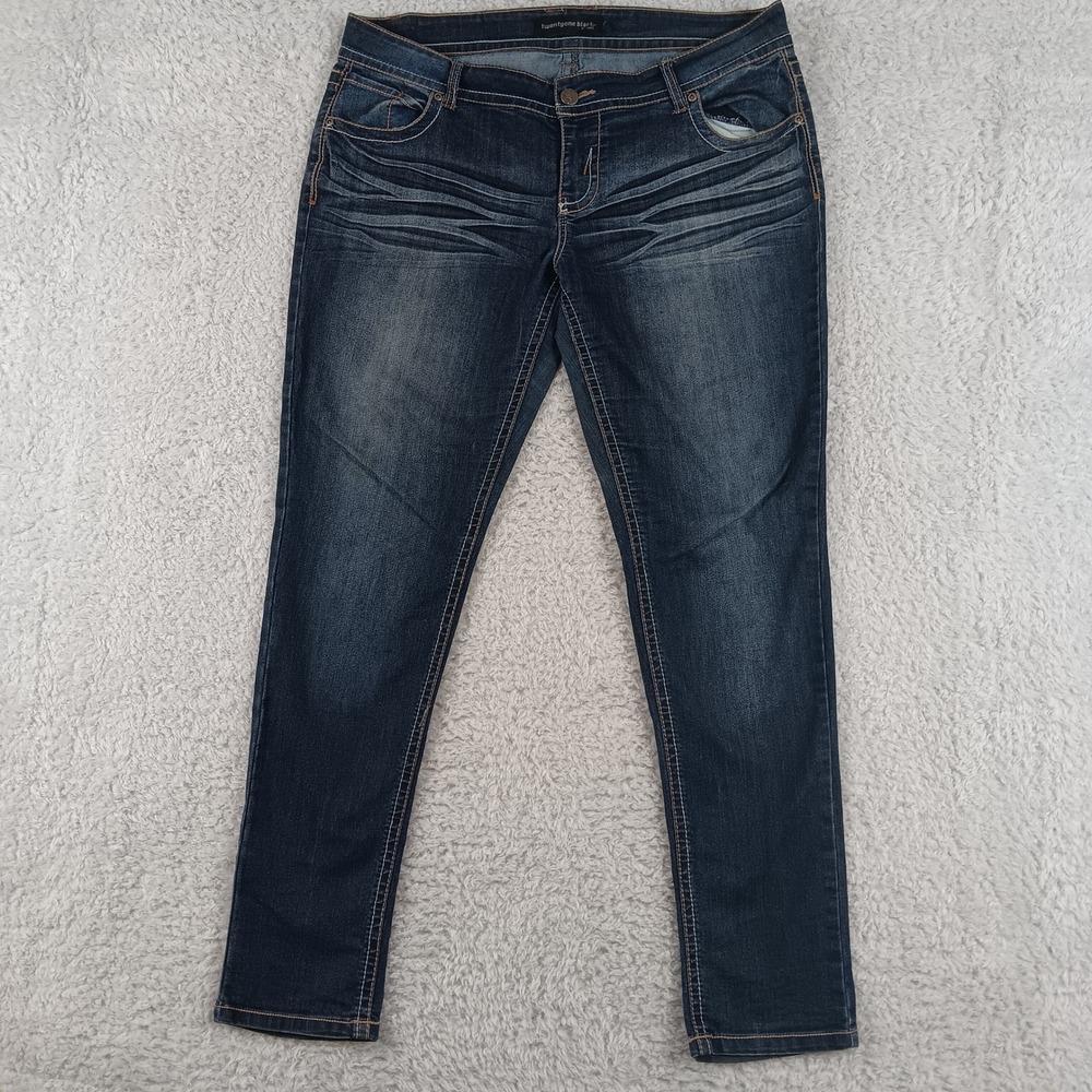 Twentyone Black Rue21 Low Rise Skinny Jeans Dark Wash Accent Pocket‎ 13/14R